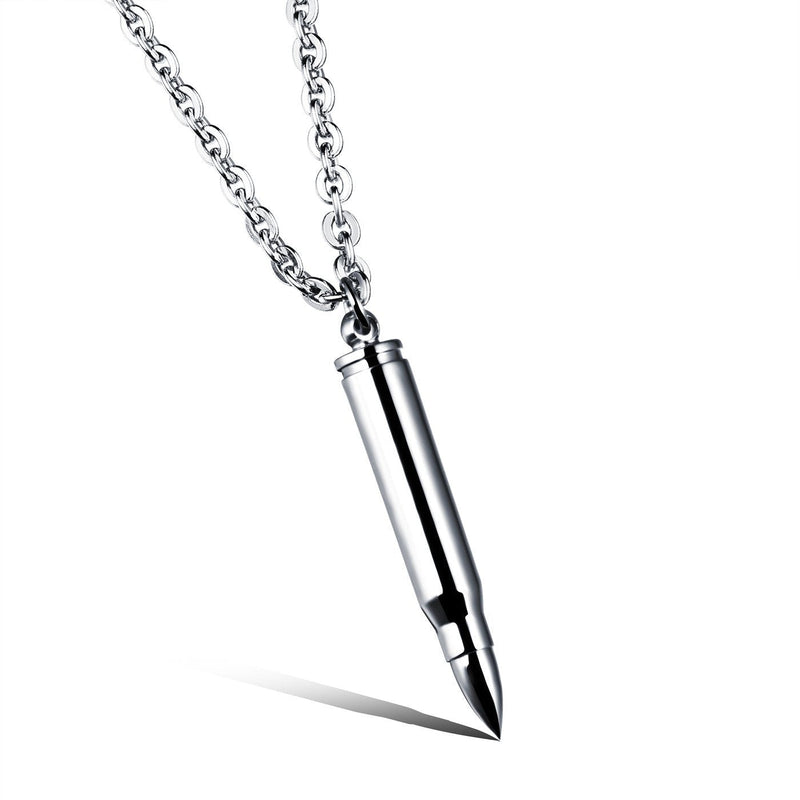 [Australia] - COCO Park Polish Bullet Pendant Necklace Stainless Steel Urn Ash Memorial Keepsake Silver 