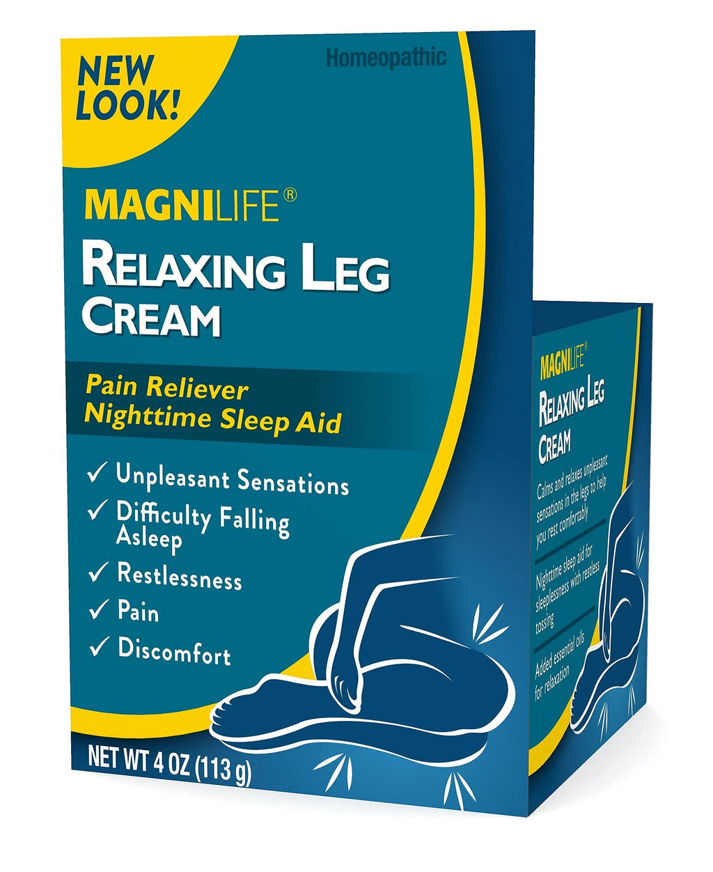 [Australia] - MagniLife Relaxing Leg Cream, Deep Penetrating Topical for Pain and Restless Leg Syndrome Relief, Naturally Soothe Cramping, Discomfort, and Tossing with Lavender and Magnesium - 4oz 