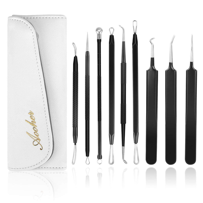[Australia] - Blackhead Acne Remover Kit, Aooher 9pcs Stainless Steel Blemish and Comedones Extractor Tool Set for Treating Blackhead Whitehead Acne Pimples 