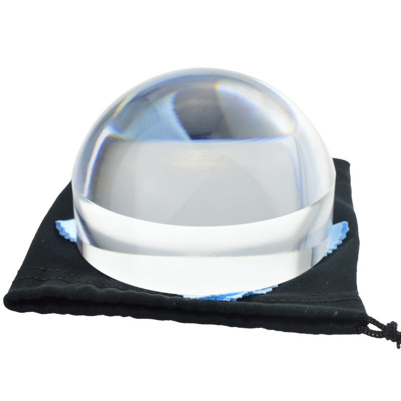 [Australia] - YOCTOSUN 3.8 Inch Acrylic Paperweight Reading Magnifying Glass 5X Dome Magnifier Optical Half Ball Lens with Gift Box and Polishing Pouch (95mm) 