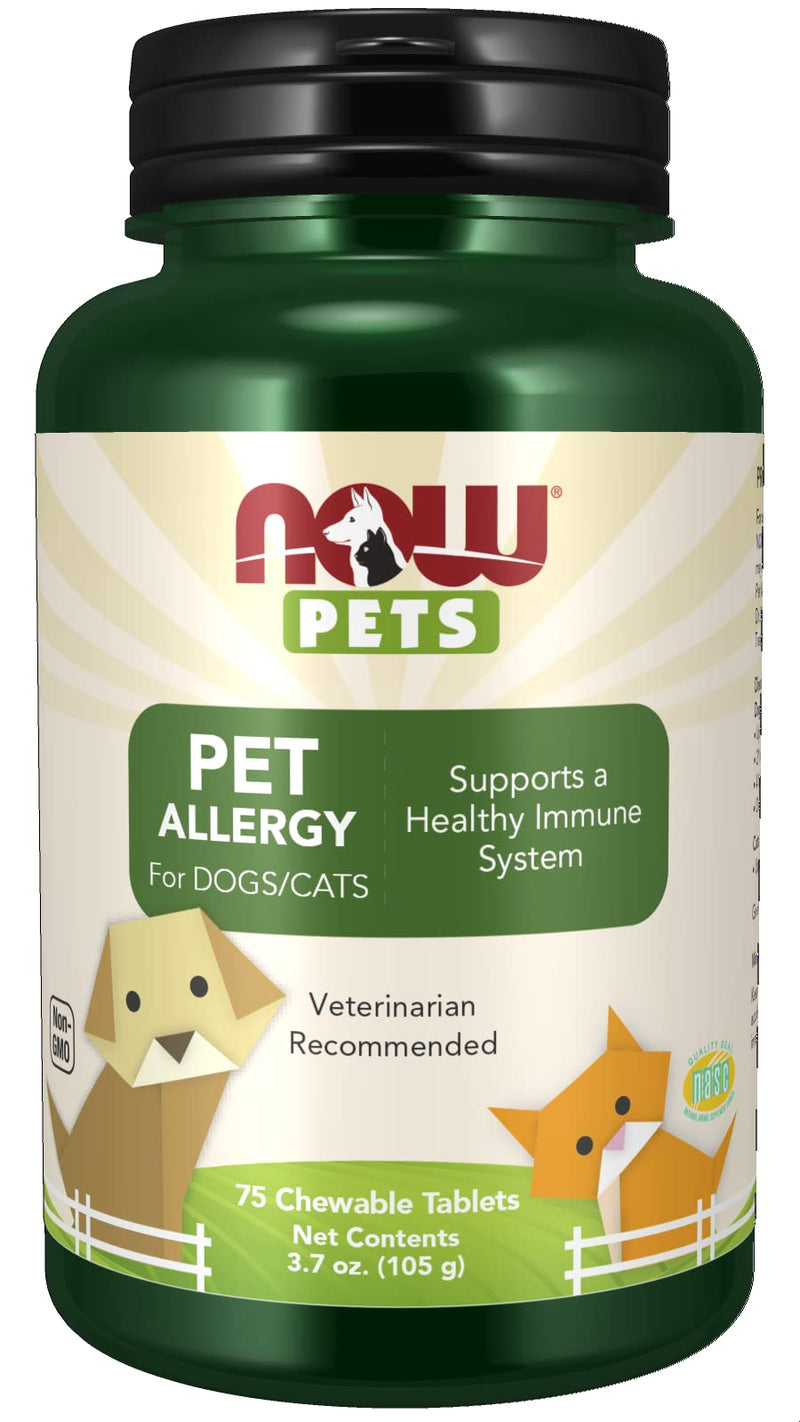 [Australia] - NOW Pet Health, Pet Allergy Supplement, Formulated for Cats & Dogs, NASC Certified, 75 Chewable Tablets 
