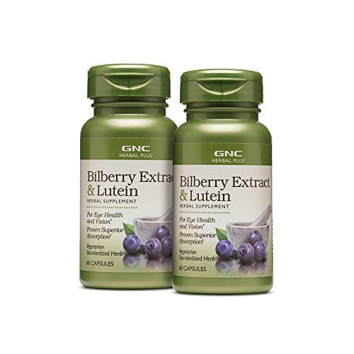 [Australia] - GNC Herbal Plus Bilberry Extract with Lutein, Twin Pack, 60 Capsules per Bottle, Supports Eye and Vision Health 2 