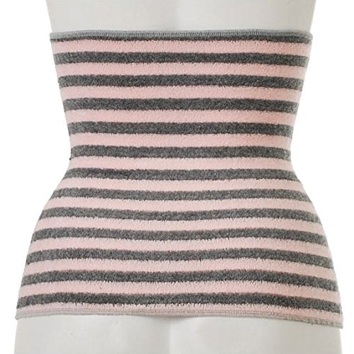 [Australia] - Binchotan Haramaki Body Warmer Belt Japan Bico Stripes Light Grey Baby Pink 