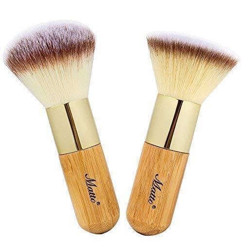 [Australia] - Matto Bamboo Makeup Brush Set Face Kabuki 2 Pieces - Foundation and Powder Makeup Brushes for Mineral BB Cream 