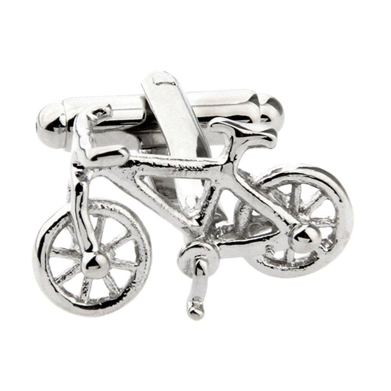 [Australia] - Men's Cufflinks 3D Bike Silver Bicycle Cuff Links for Shirt 