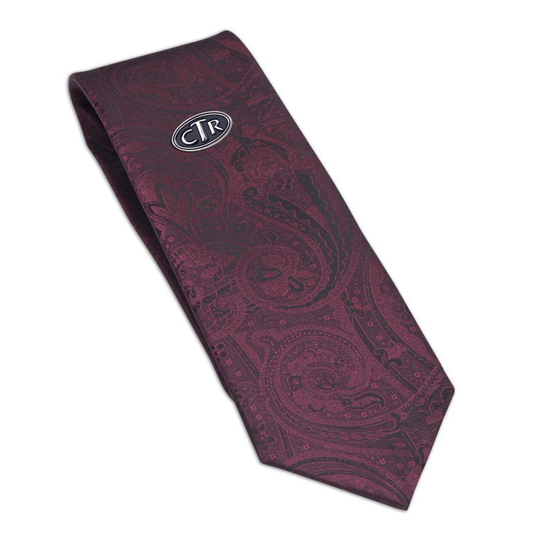 [Australia] - Boys Tie and CTR Tie Pin for Baptism, 45-inch Burgundy 