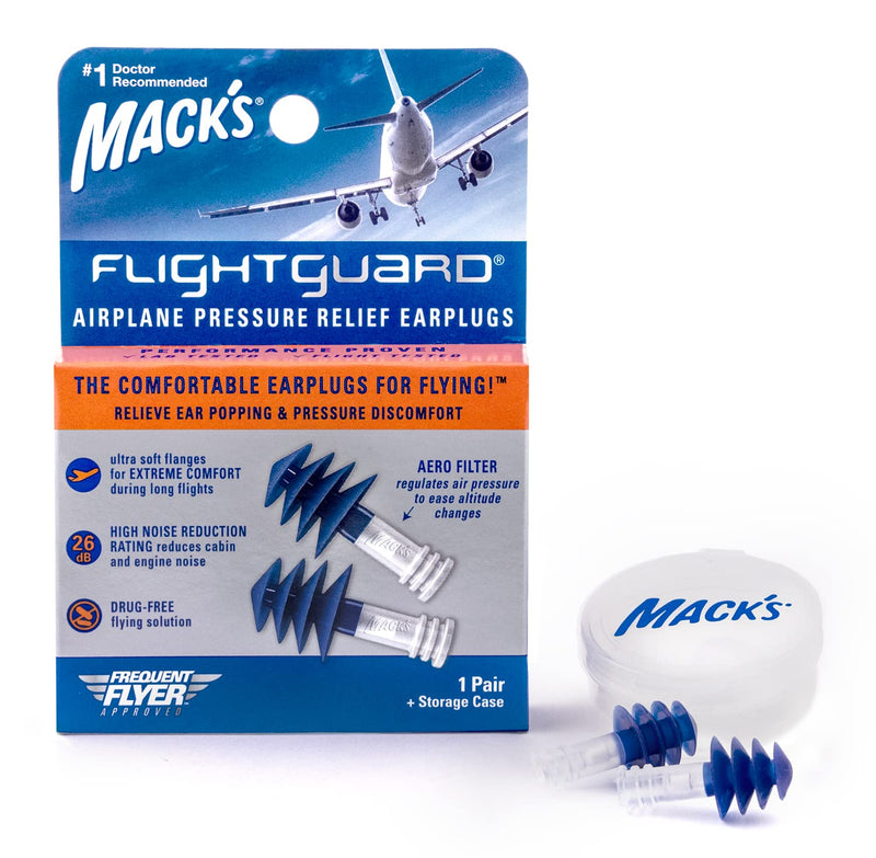 [Australia] - Mack’s Flightguard Airplane Pressure Relief Earplugs – 26dB NRR – Comfortable, Safe, Travel Ear Plugs 
