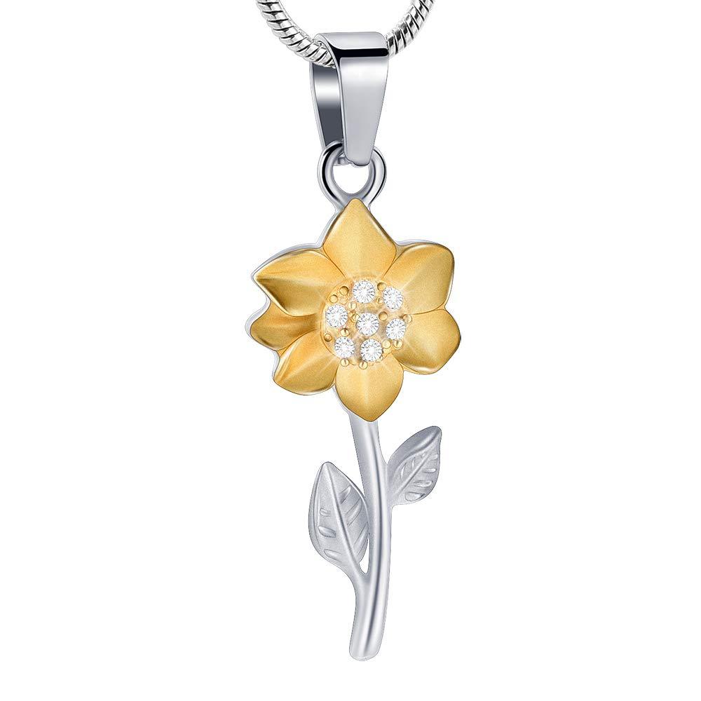 [Australia] - memorial jewelry Sun Flower Cremation Urn Necklace Keepsake Ashes Pendant Cremation Jewelry Gold 