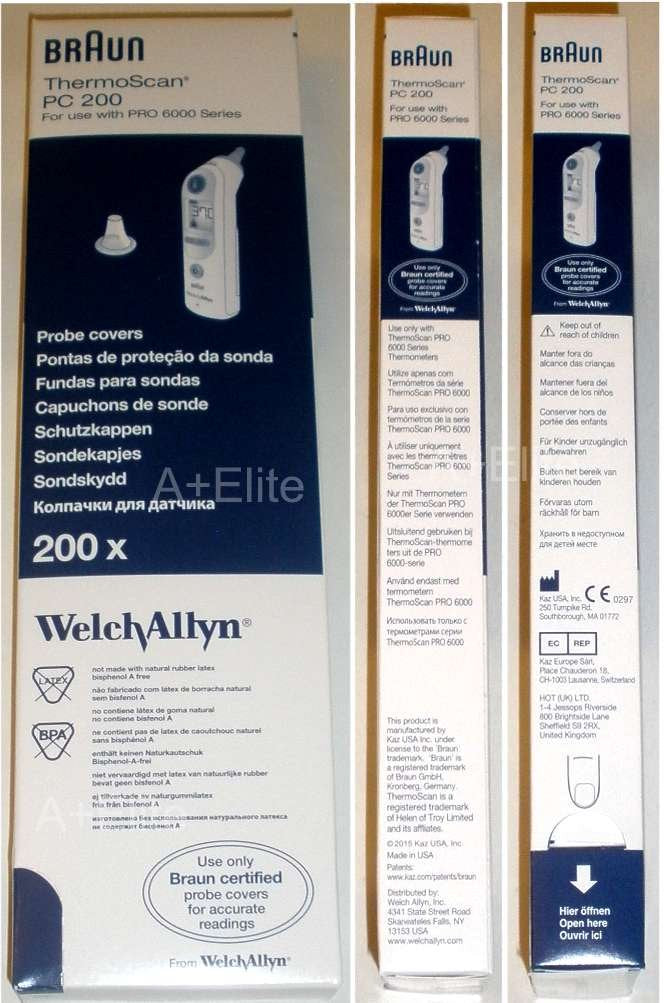 [Australia] - Welch Allyn Braun Thermoscan PRO 6000 Ear Thermometer Probe Covers 200/BX 