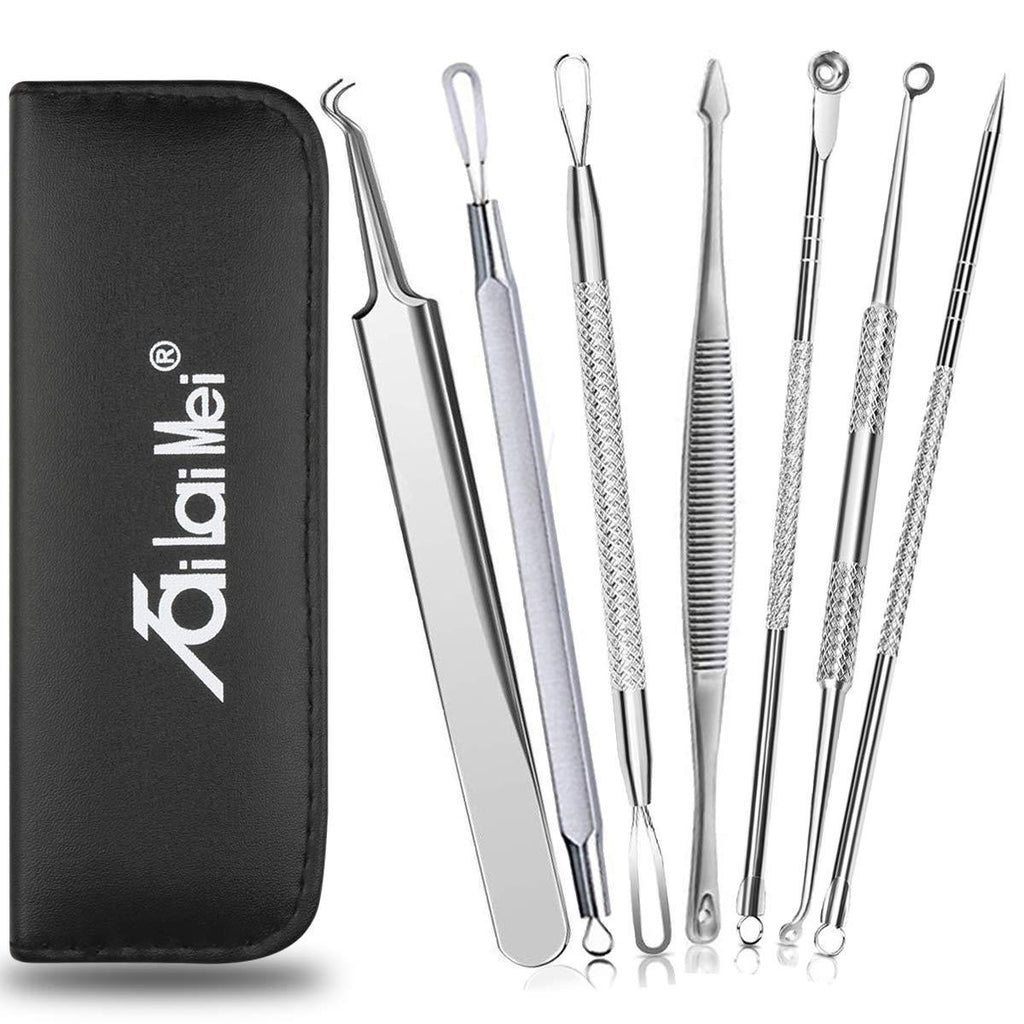 [Australia] - 7-Piece Blackhead Remover Kit - Pimple Comedone Extractor Tool set for Facial Acne and Treatment for Blemish, Whitehead Popping, Zit Removing for Risk Free Nose Face Skin with Metal Case 7 pieces 