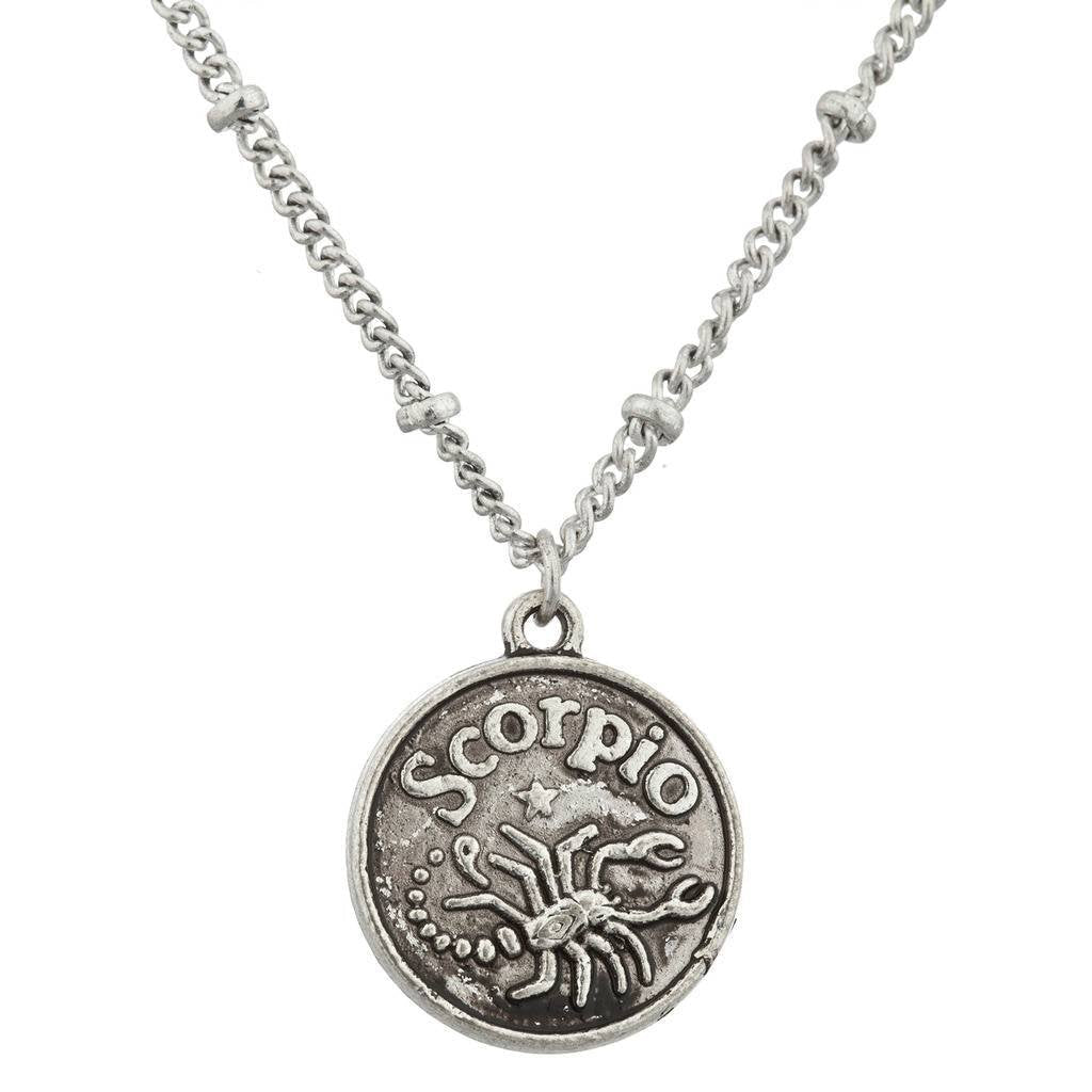 [Australia] - Lux Accessories Burnish Silver Scorpio Astrological Pendant Charm Necklace 