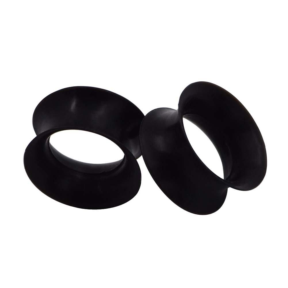 [Australia] - Oyaface 2 PC Extra Soft Silicone Flexible Ear Skin Tunnels Plugs Expanders Gauges Hollow Body Piercing 2G-3/4 Black 00g(10mm) 