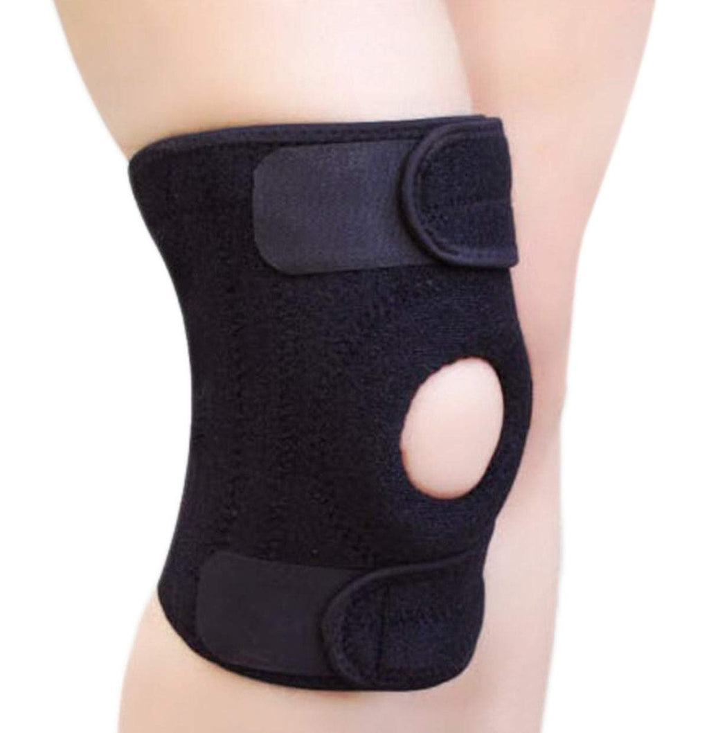 [Australia] - BeeChamp Adjustable Neoprene Knee Support Kneecap Compression Sleeve Open Patella Brace, for 15"-21" Knee, Size L, Black 