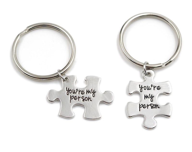[Australia] - Charm.L Grace 2Pcs You are My Person Necklace Keychains Puzzle Piece Necklaces Set 2pcs P-keychains 