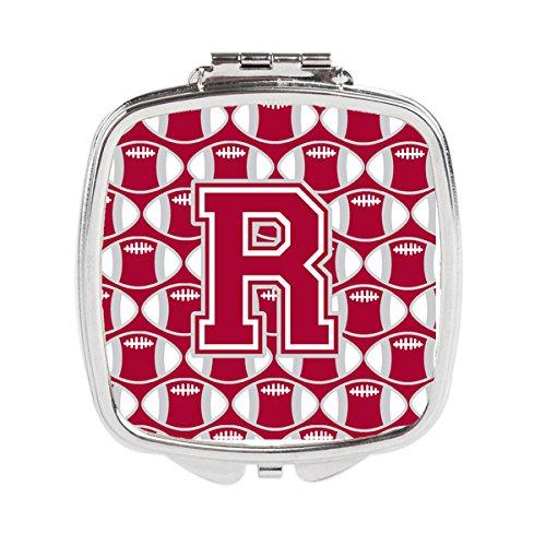 [Australia] - Caroline's Treasures CJ1065-RSCM Letter R Football Crimson, Grey and White Compact Mirror, Multicolor 