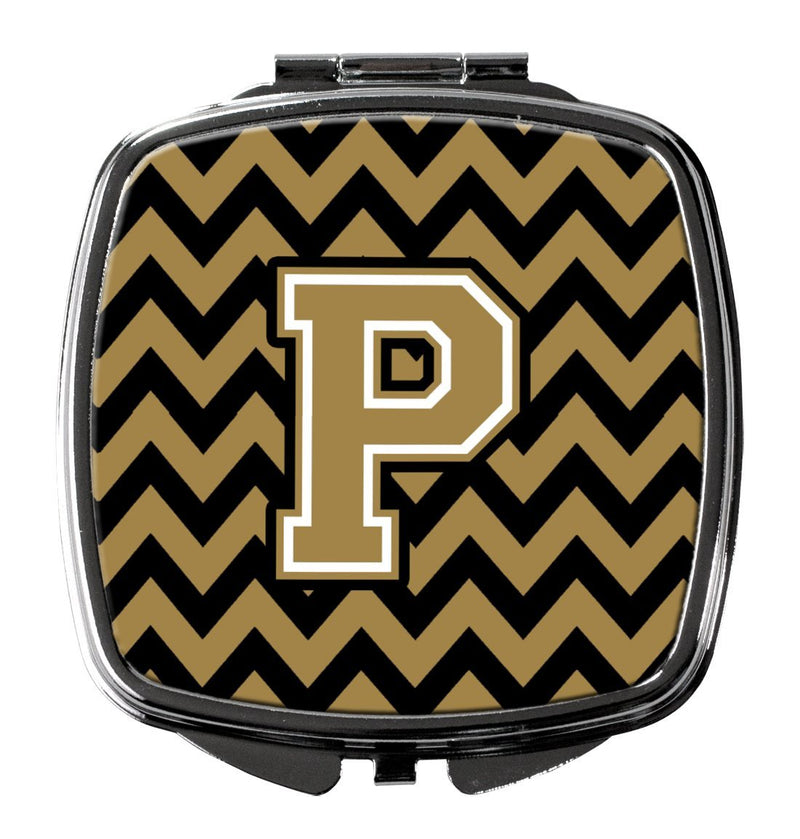 [Australia] - Caroline's Treasures Letter P Chevron Black and Gold Compact Travel Mirrors, Multicolor 