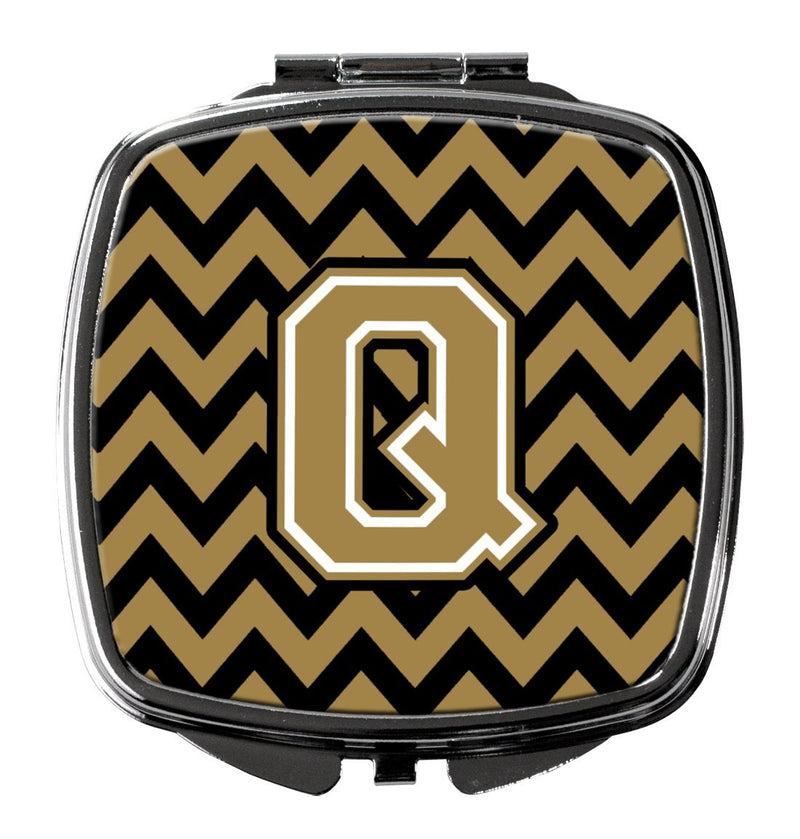 [Australia] - Caroline's Treasures Letter Q Chevron Black and Gold Compact Travel Mirrors, Multicolor 