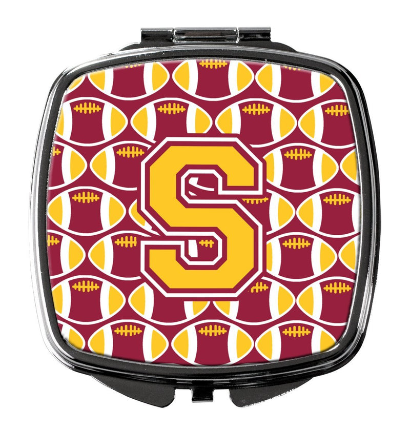 [Australia] - Caroline's Treasures CJ1081-SSCM Letter S Football Maroon and Gold Compact Mirror, Multicolor 