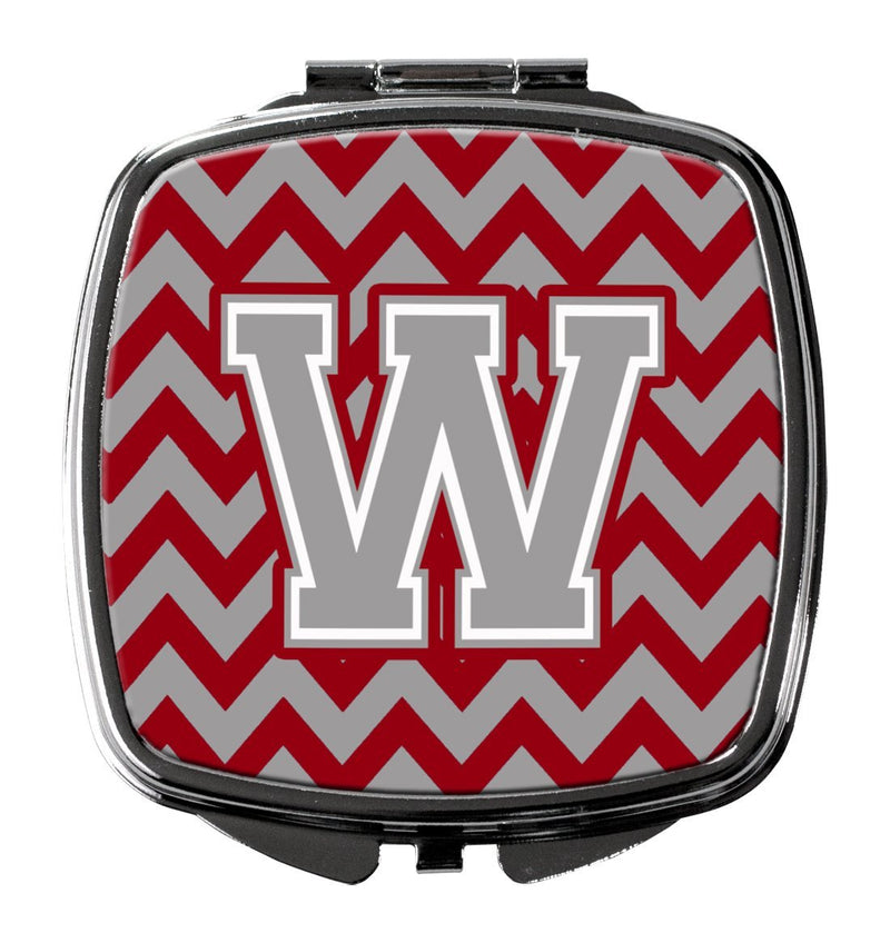 [Australia] - Caroline's Treasures CJ1043-WSCM Letter W Chevron Crimson and Grey Compact Mirror, Multicolor 