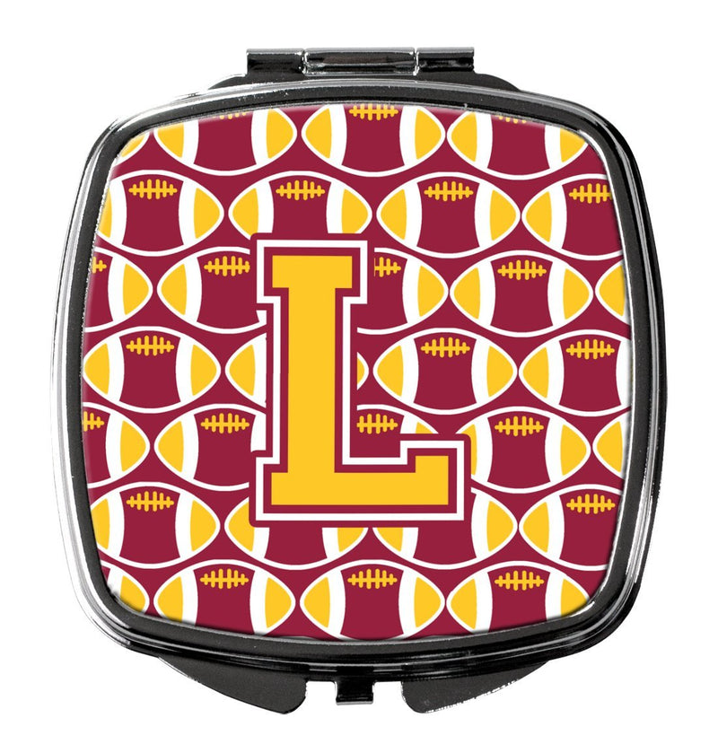 [Australia] - Caroline's Treasures CJ1081-LSCM Letter L Football Maroon and Gold Compact Mirror, Multicolor 