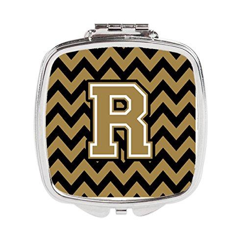 [Australia] - Caroline's Treasures Letter R Chevron Black and Gold Compact Travel Mirrors, Multicolor 