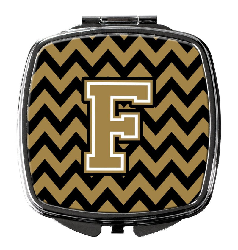 [Australia] - Caroline's Treasures Letter F Chevron Black and Gold Compact Travel Mirrors, Multicolor 