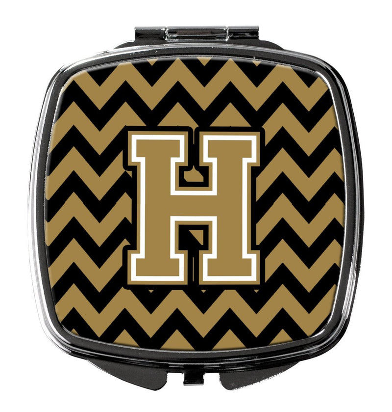 [Australia] - Caroline's Treasures Letter H Chevron Black and Gold Compact Travel Mirrors, Multicolor 
