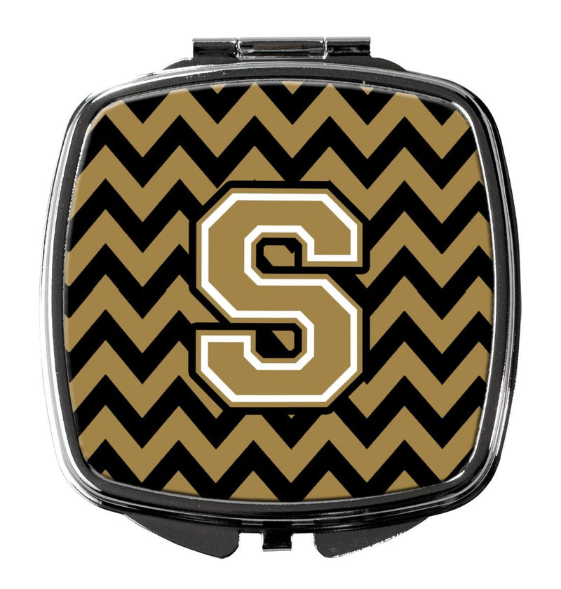 [Australia] - Caroline's Treasures Letter S Chevron Black and Gold Compact Travel Mirrors, Multicolor 
