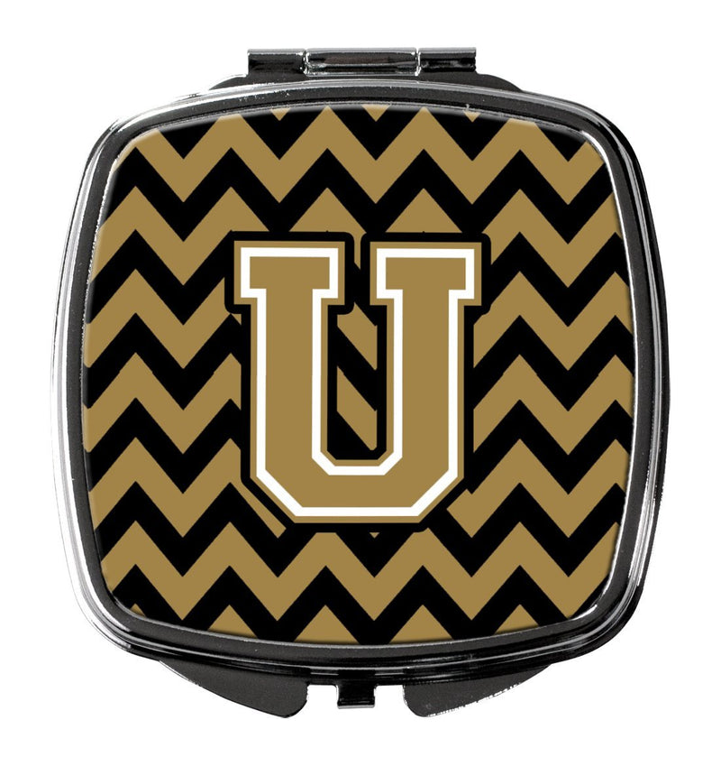 [Australia] - Caroline's Treasures Letter U Chevron Black and Gold Compact Travel Mirrors, Multicolor 