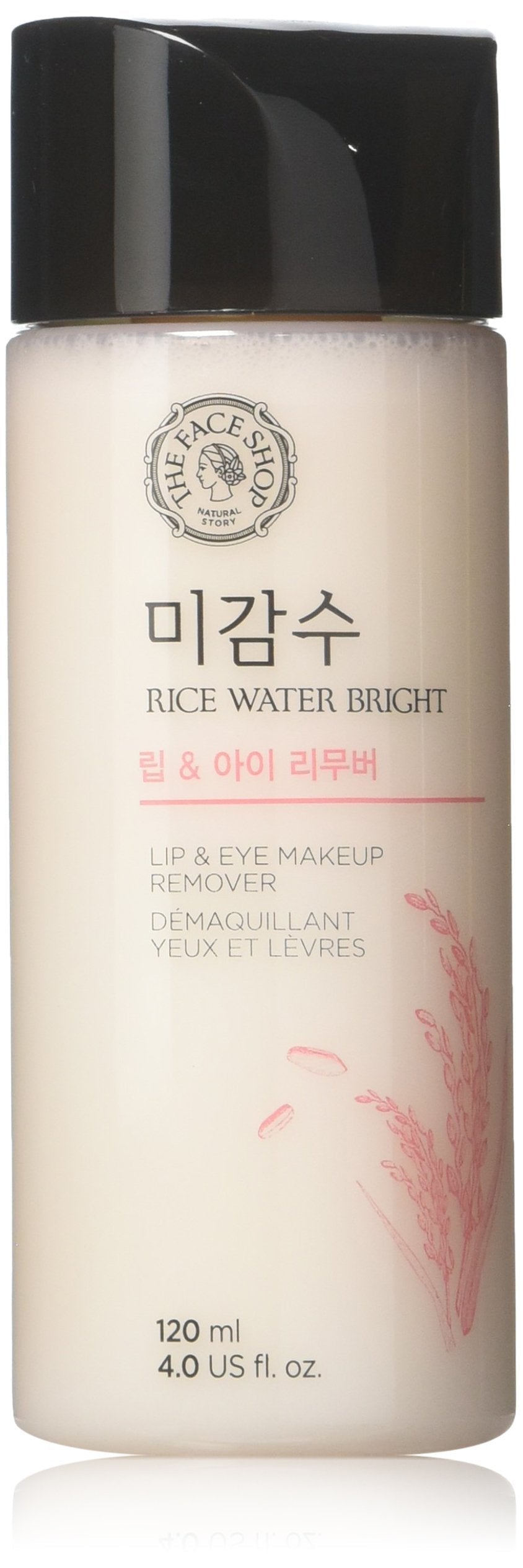 [Australia] - [THEFACESHOP] Oil-Free Liquid Eye Makeup Remover, Natural Rice Water Lipstick, Waterproof Mascara & Eyeliner Removal - 120 mL / 4 Oz 
