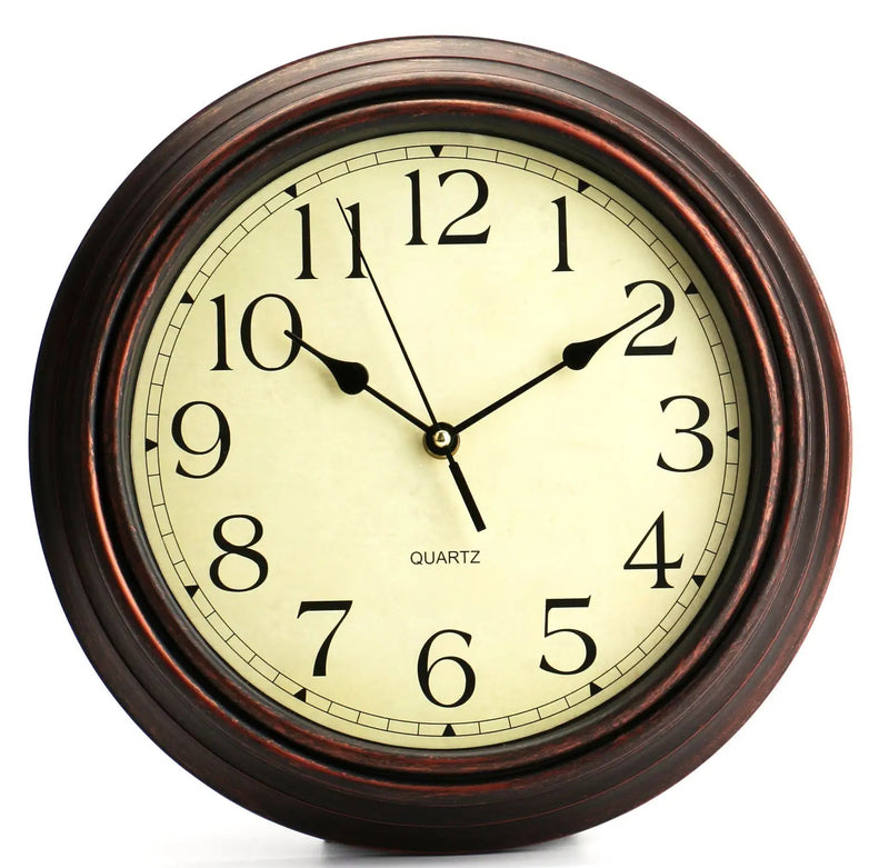 [Australia] - Bekith 12-Inch Round Classic Clock Retro Non Ticking Quartz Decorative Wall Clock for Living Room Kitchen Home Office 