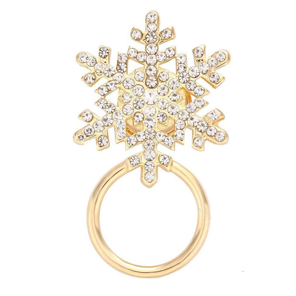 [Australia] - MANZHEN Delicate Clear Crystal Winter Snowflake Flower Magnetic Eyeglass Holder Christams Jewelry gold plated 