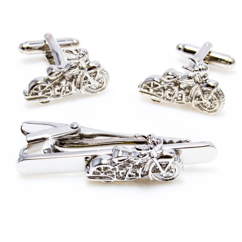 [Australia] - MRCUFF Motorcycle Pair of Cufflinks and Tie Bar Clip with a Presentation Gift Box 