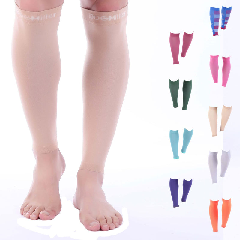 [Australia] - Doc Miller Calf Compression Sleeve Men and Women - 20-30mmHg Shin Splint Compression Sleeve Recover Varicose Veins, Torn Calf and Pain Relief - 1 Pair Calf Sleeves Skin Color - Small Size 