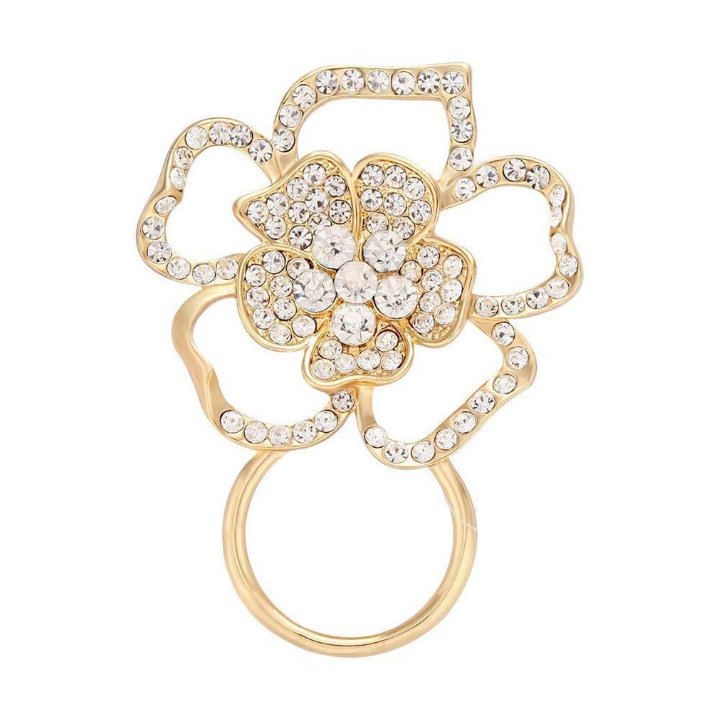 [Australia] - MANZHEN Delicate Blooming Flower Crystal Magnetic Eyeglass Holder Clip Brooch for Clothes Gold 
