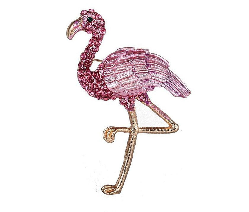 [Australia] - Fashion Jewelry Lovely Metal Animal Pink-Flamingos Rhinestone Brooches for Women Girl pin Brooch 