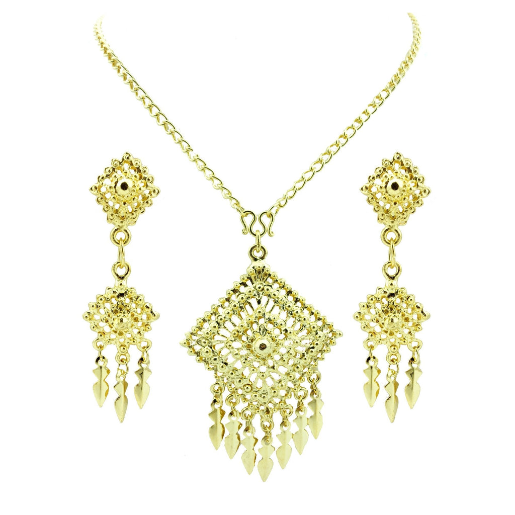 [Australia] - Siwalai Thai Traditional Gold Plated Necklace Earrings Bracelet Jewelry Set 20 Inches 