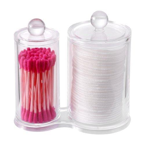 [Australia] - PuTwo Makeup Organizer Cotton Pads Holder Swab Jar Divider with 2 Sections Acrylic Cotton Pads Holder 2 Sections 