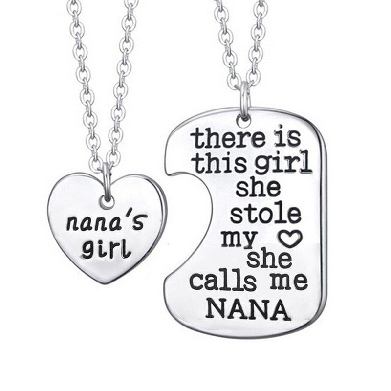 [Australia] - Nana's Girl Heart Pendant Necklace - Nana Necklace Set - Best Family Gift 