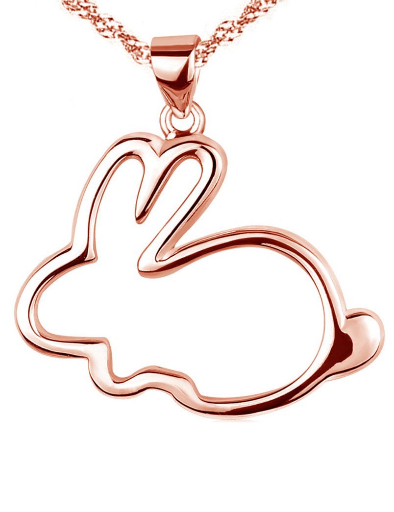 [Australia] - Paialco 925 Sterling Silver Bunny Pendant Necklace 1 x 1 Inch, Rose Gold Plated 