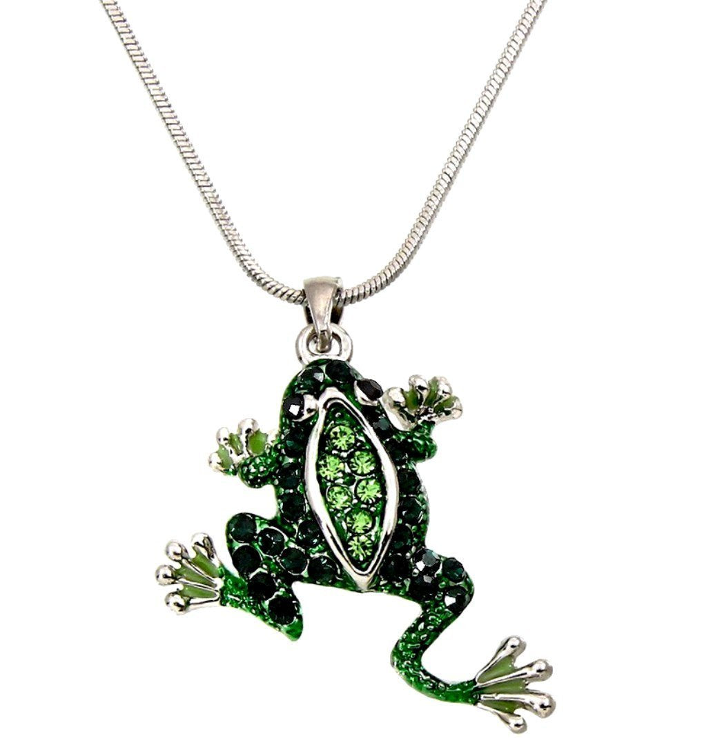 [Australia] - DianaL Boutique Adorable Green Frog Charm Pendant Necklace with 18" Chain Gift Boxed Fashion Jewelry 