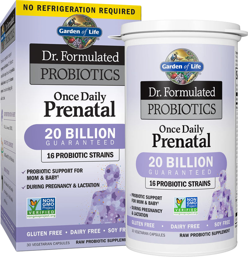 [Australia] - Garden of Life - Dr. Formulated Probiotics Once Daily Prenatal - Acidophilus and Bifidobacteria Probiotic Support for Mom and Baby - Gluten, Dairy, and Soy-Free - 30 Vegetarian Capsules Shelf Stable Probiotics 