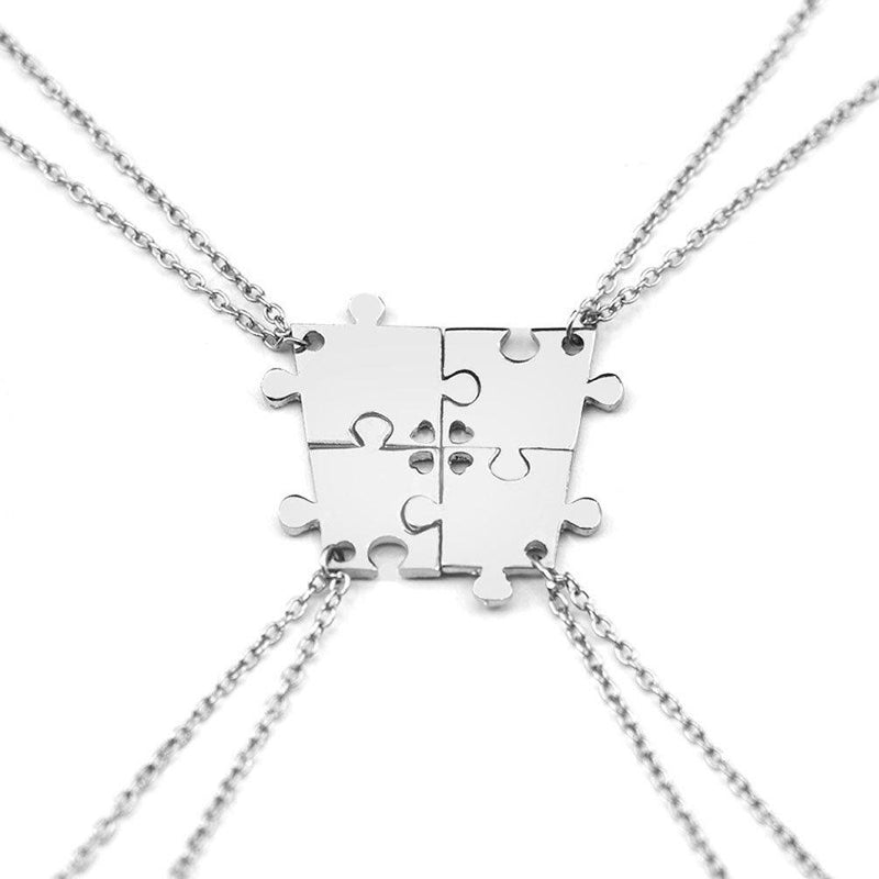 [Australia] - Charm.L Grace 4 Piece Best Friend Necklaces Keychains Friendship Pendant Charm Necklace Set Puzzle XL989 