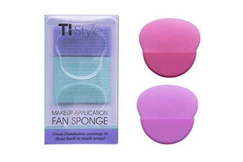 [Australia] - Beauty Sponge Makeup Blender for Cosmetics - Fan Shape Powder, Concealer, Foundation Applicator with Handle - Latex Free & Hypoallergenic Make Up Sponge by TI Style (Baby Pink & Lavender) Baby Pink and Lavender 