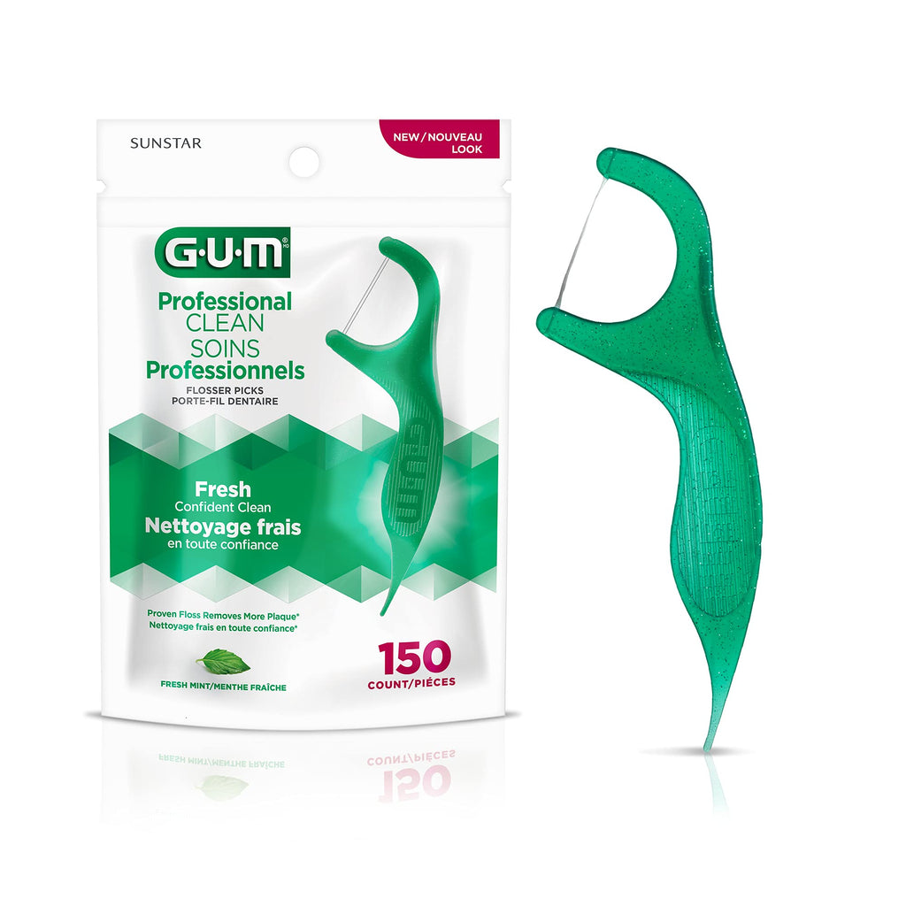 [Australia] - GUM-889DD Professional Clean Flossers Extra Strong Flosser Pick, Fresh Mint, 150 Count 150 Flossers 