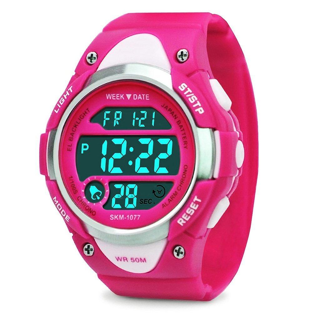 [Australia] - Boys Girls Sport Digital Watch, Kids Outdoor Waterproof Electronic Watches with LED Alarm Stopwatch Red 