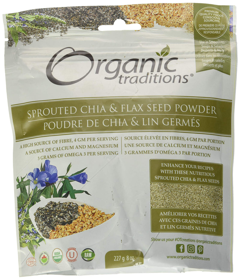 [Australia] - Organic Sprouted Chia & Flax Seed Powder 8 Ounce (227 Grams) Pkg 