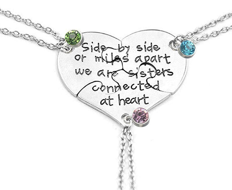 [Australia] - TISDA "Side By Side or Miles Apart We Are Sisters Connected at Heart" Heart Shape Puzzle Pendant 