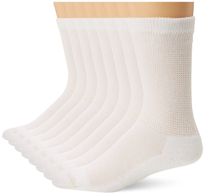 [Australia] - MediPeds Women’s Extra Wide Non-Binding Top Crew Socks with COOLMAX Fiber, Multipairs Shoe Size: 10-12 White 