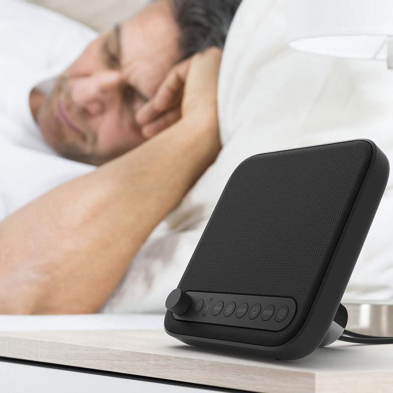 [Australia] - Pure Enrichment® WAVE™ Premium Sleep Therapy Sound Machine with USB Charger - Seamless Looping with 6 Soothing All-Natural Sounds, & Auto-Off Timer - Easily Portable for Travel (Black) Patented Design Black 